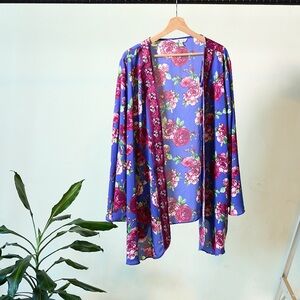 Floral Kimono Robe - Blue and Pink